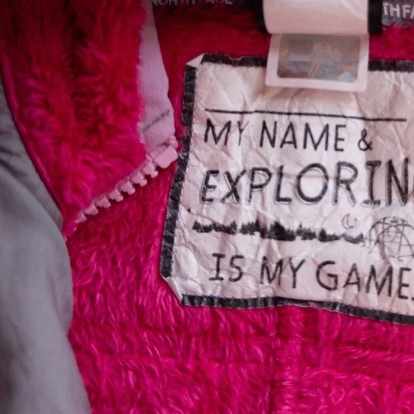 The North Face Fuzzy Fleece Oso One Piece Jumpsuit Hooded Pink Baby Size 12-18M - Picture 11 of 12